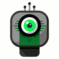 A futuristic innovative digital biometric eye print scanner vector art illustration