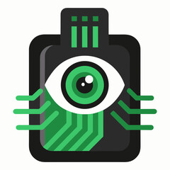 A futuristic innovative digital biometric eye print scanner vector art illustration