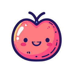 Delightful cartoon pink fruit character with a joyful smiling expression, vibrant color, and smooth glossy finish, embodying healthy choices and playful design appeal