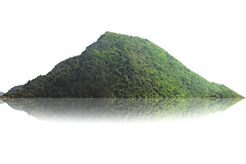 The mountain has many natural trees Separated from the white background