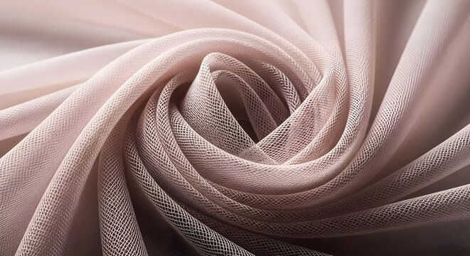 Beige fabric twisted into spiral folds creating a soft luxury effect - Powered by Adobe