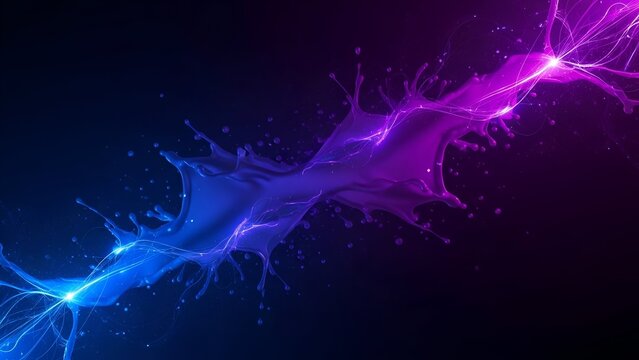Vivid Purple and Blue Electric Sparks Abstract Background with Dynamic Light Trails
