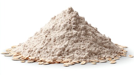 Grainy mound over oat flakes. Simple baking ingredient