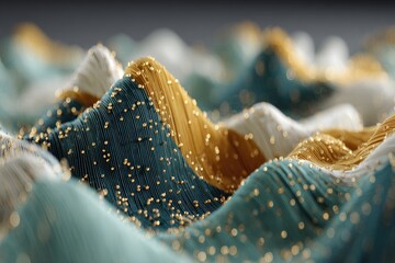 Abstract textured waves with golden beads
