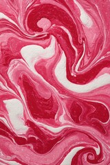 Abstract swirls of pink, red, and white marbleized pattern