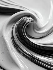 Swirls of white and dark material create mesmerizing motion