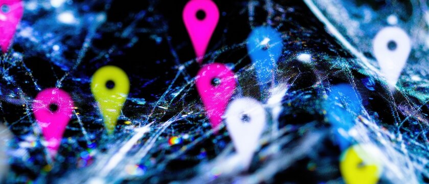 Modern Virtual Reality Map Interface with Glowing Pins Premium Tech Navigation Content for Digital Marketing and Promotion - Powered by Adobe