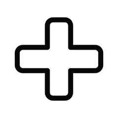 Obraz premium Simple outline of a plus sign symbol with rounded corners