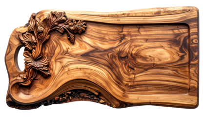 Artisan Handcrafted Olive Wood Cutting Board with Carving
