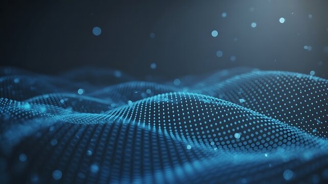 Abstract Blue Digital Wave Formed by Glowing Particles image