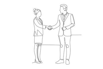 Business handshake concept one-line drawing