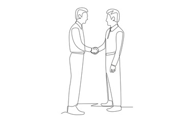 Business handshake concept one-line drawing