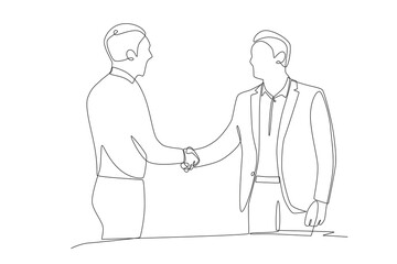 Business handshake concept one-line drawing