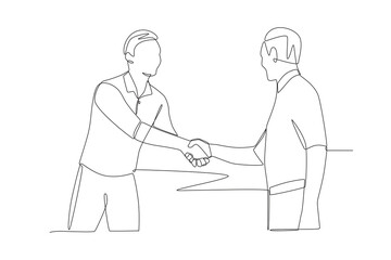 Business handshake concept one-line drawing