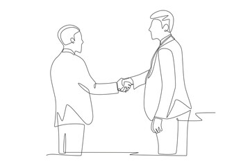 Business handshake concept one-line drawing