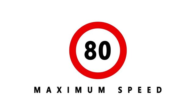 speed limit 80 road sign animation intro motion graphic loop