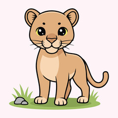 Cute Florida Panther — Endemic Wildlife of United States | Flat Vector Illustration