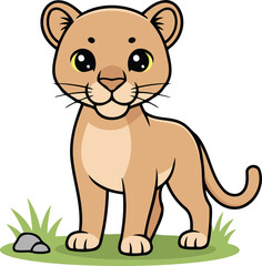 Cute Florida Panther — Endemic Wildlife of United States - Flat Vector Illustration