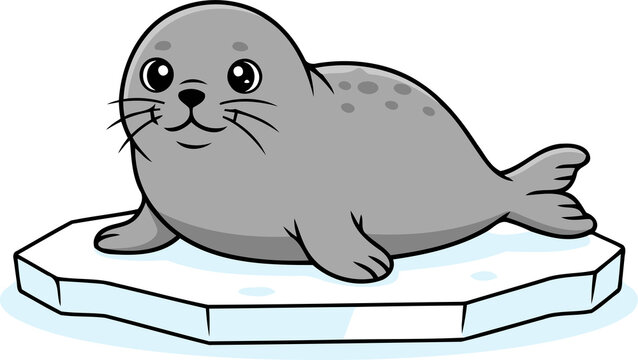 Cute Baikal Seal &mdash; Endemic Wildlife of Russia - Flat Vector Illustration