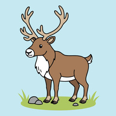Cute Woodland Caribou — Endemic Wildlife of Canada | Flat Vector Illustration