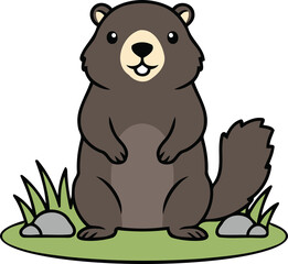 Cute Vancouver Island Marmot — Endemic Wildlife of Canada - Flat Vector Illustration
