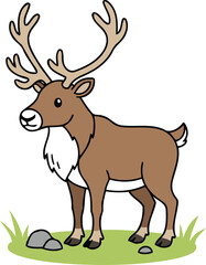 Cute Woodland Caribou — Endemic Wildlife of Canada - Flat Vector Illustration