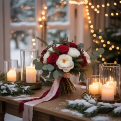 Romantic Christmas Table Décor with Roses and Candlelight – Elegant Holiday Centerpiece Idea