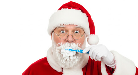 Santa Claus Brushing His Teeth A Humorous Christmas Scene