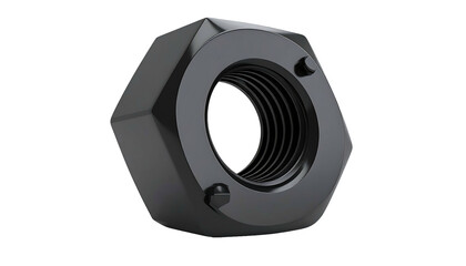 Dark hexagonal nut with internal thread, dark background