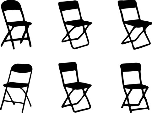 Folding chair vector, vector of folding chair art, camp chair silhouette, creative folding chair design