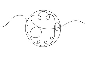 Woman ovum icon continuous one line drawing on white background minimalist female egg cell outline vector illustration