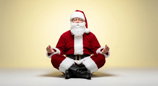 Santa Claus Meditating A Peaceful Christmas Scene