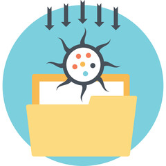 Digital Folder Under Attack By A Virus Illustration With Downward Arrows Threatening Data Security And Computer Protection Concept