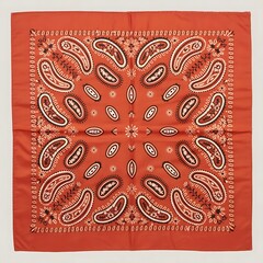 Elegant rustcolored paisley bandana with intricate details