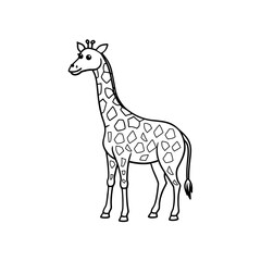 Fototapeta premium Cute cartoon giraffe outline drawing standing proudly with distinctive spots