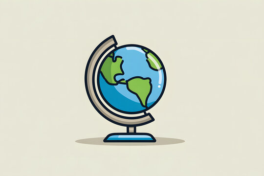 Flat Cartoon Earth Globe Vector Isolated