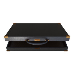 3D Render of Black Business Briefcase Isolated on Transparent Background