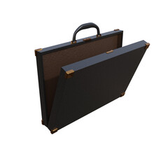 3D Render of Black Business Briefcase Isolated on Transparent Background