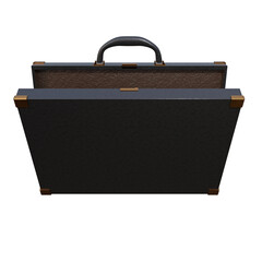 3D Render of Black Business Briefcase Isolated on Transparent Background