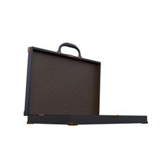 3D Render of Black Business Briefcase Isolated on Transparent Background
