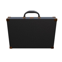3D Render of Black Business Briefcase Isolated on Transparent Background