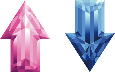 矢印型ジュエル・ピンクと青