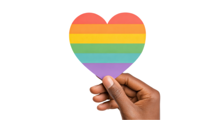Hand Holding Rainbow Heart: LGBTQ+ Pride Symbol