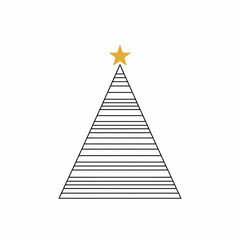 Fototapeta premium Minimalist Christmas tree illustration with gold star on top 