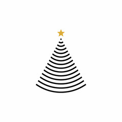 Fototapeta premium Outline of a Christmas tree with star and striped design for t-shirt 