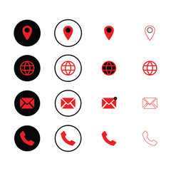icon design template,vector icon design template, web icon, location icon, mail icon, call icon template
