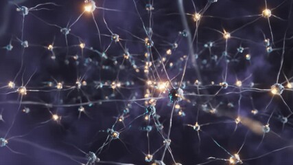 Neurons Transmitting Signals Across Neural Network Simulation - Powered by Adobe