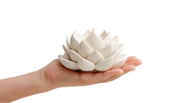 Flower Candle in Hand: Serene Spa and Wellness Concept - Powered by Adobe