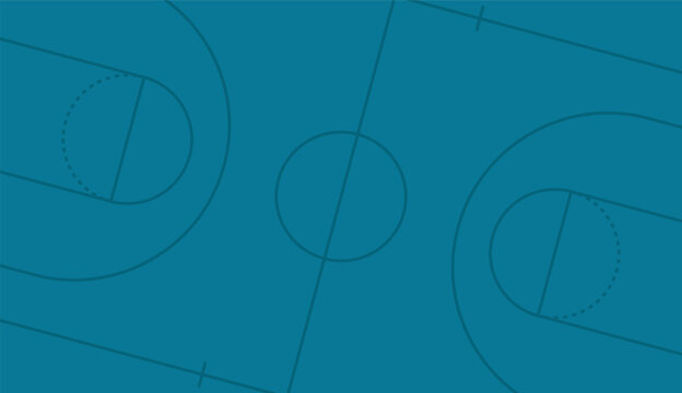 Blue basketball court. Basketball court top view