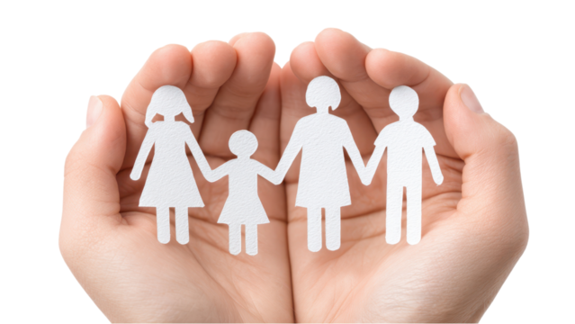 Family Paper Cutout in Hand: Symbol of Love and Protection